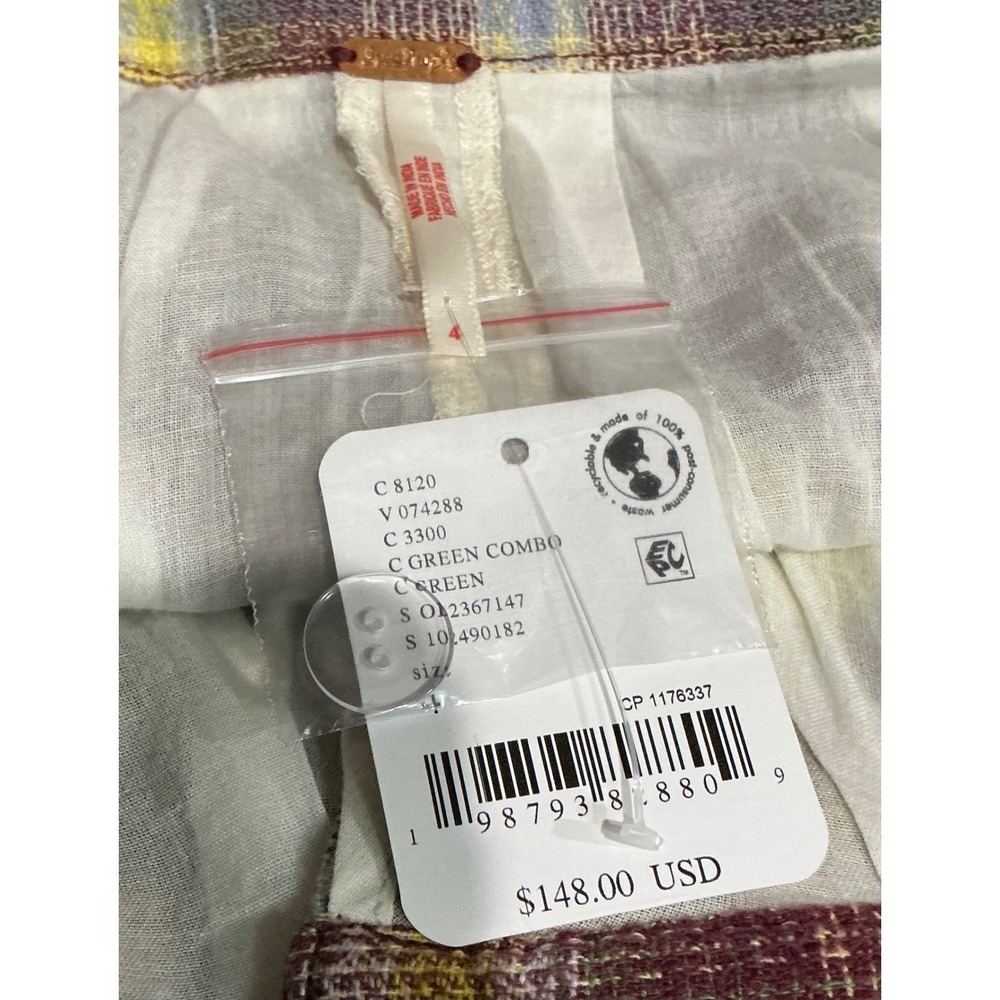 Free People Country Belle Plaid Mini Skirt Eyelet Ruffle Cottagecore NWT 4 / S - Picture 6 of 7